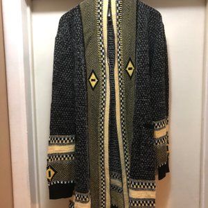 Happy Trunks Long Boho Open Front Cardigan w/Pockets